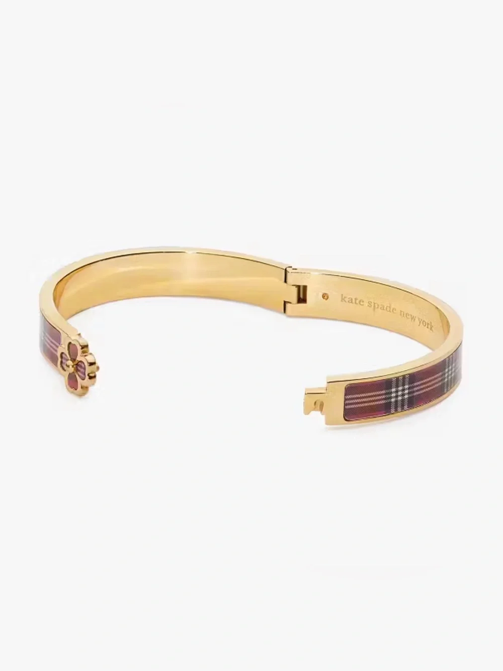 kate spade Gold-Tone Pink Plaid Heritage Flower Hinged Bangle & Earring Set